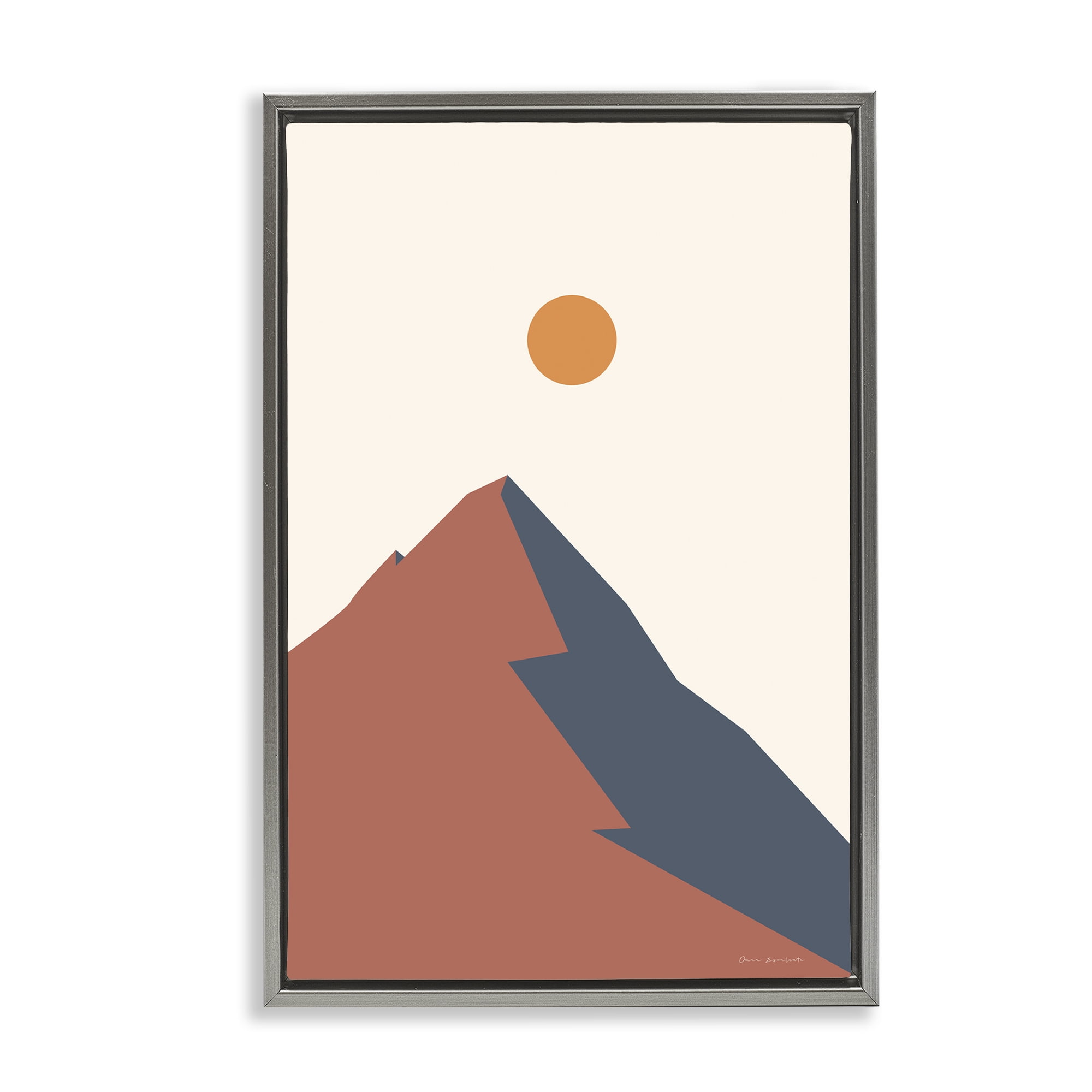 Stupell Industries Neutral Boho Peak Landscape & Nature Painting Gray Floater Framed Canvas Art Print Wall Art, 17 x 25