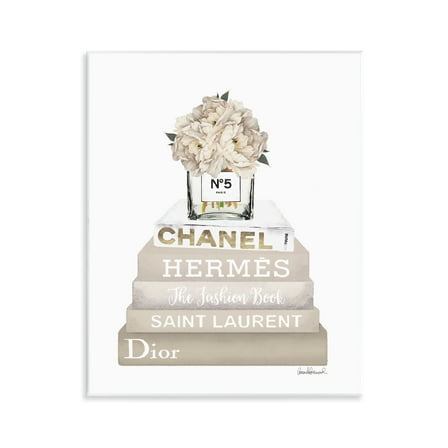 Stupell Industries Neutral Bookstack Fashion Fashion Painting Unframed Art Print Wall Art, 11 x 14