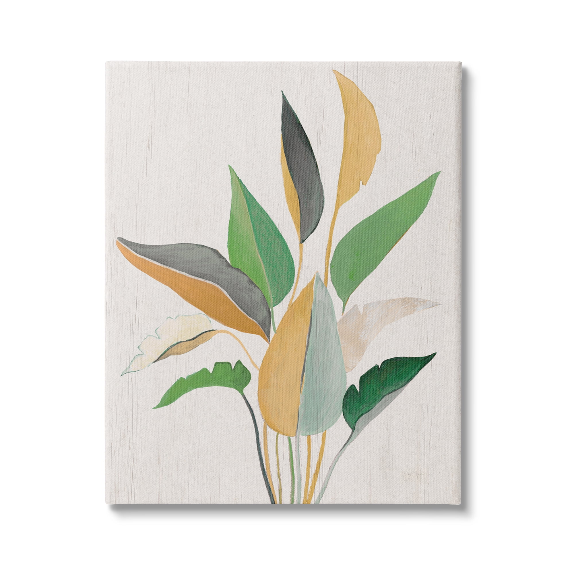 Stupell Industries Neutral Botanical Leaves Botanical & Floral Painting Gallery Wrapped Canvas Art Print Wall Art, 30 x 40