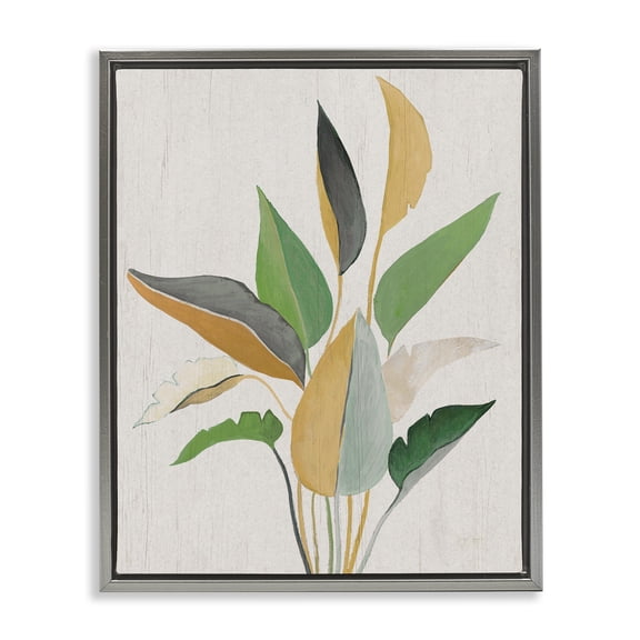 Stupell Industries Scandinavian Neutral Botanical Leaves Gray Floating Frame Canvas Art, 25 x 31, by Janet Tava