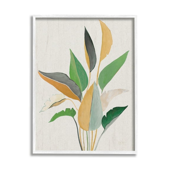 Stupell Industries Neutral Botanical Leaves Botanical & Floral Painting White Framed Art Print Wall Art, 11 x 14
