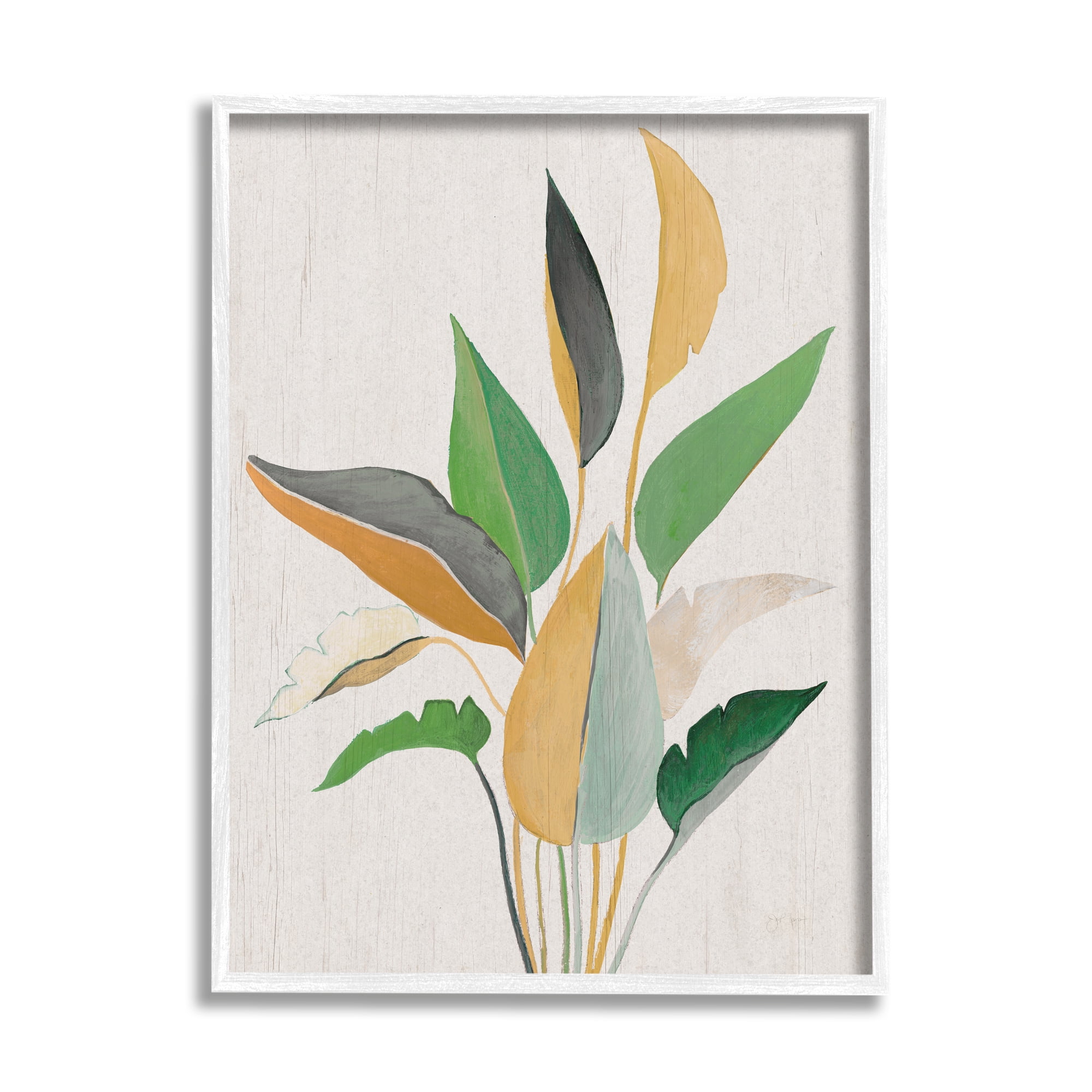 Stupell Industries Neutral Botanical Leaves Botanical & Floral Painting White Framed Art Print Wall Art, 24 x 30