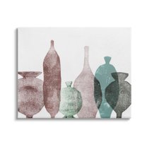 Stupell Industries Neutral Brown & Green Vases Abstract Painting Gallery Wrapped Canvas Print Wall Art