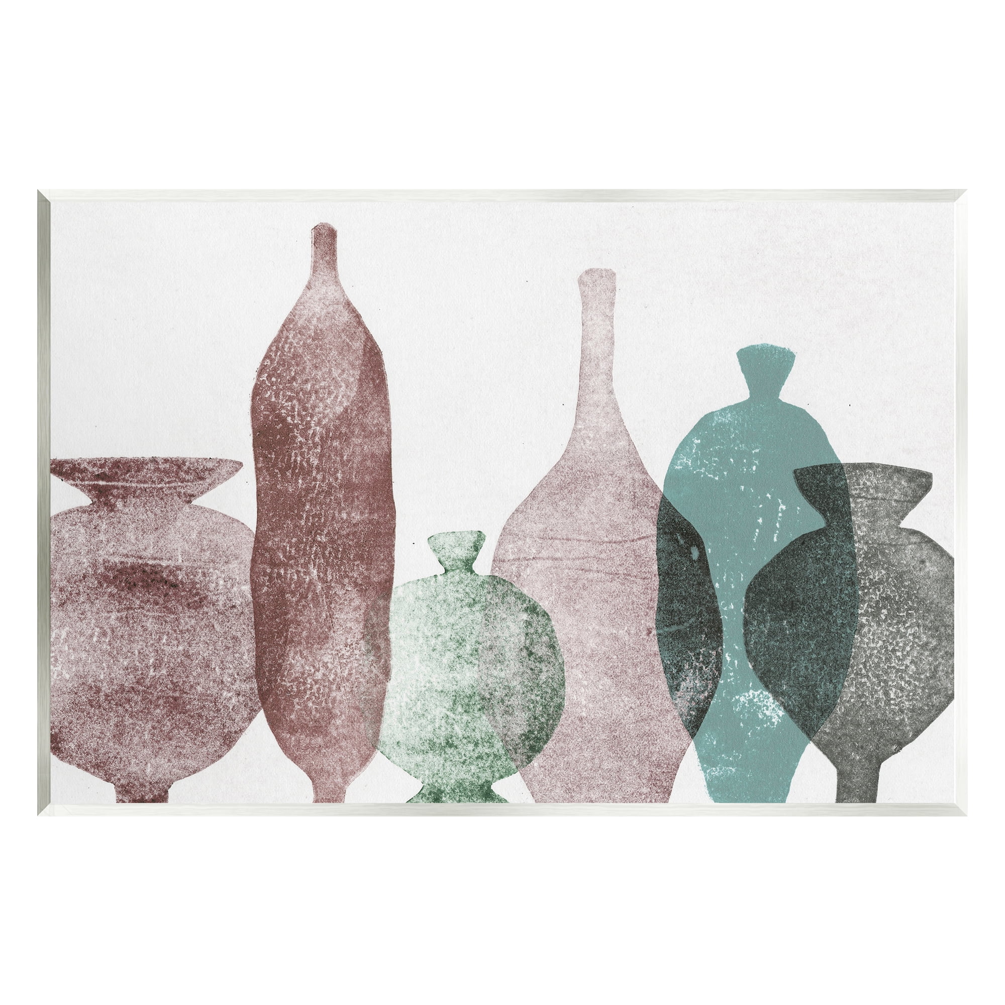 Stupell Industries Neutral Brown & Green Vases Abstract Painting Unframed Art Print Wall Art