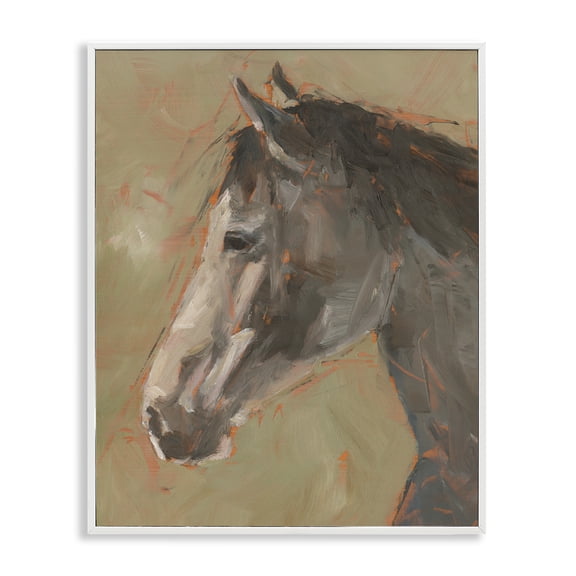 Stupell Industries Neutral Brown Horse Animals Painting White Framed Art Print Wall Art, 16 x 20