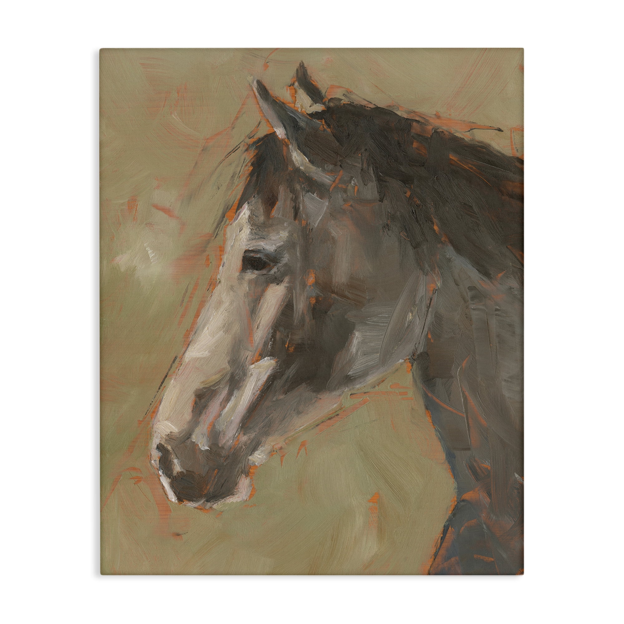 Stupell Industries Neutral Brown Horse Animals Painting Wrapped Canvas Art Print Wall Art, 16 x 20