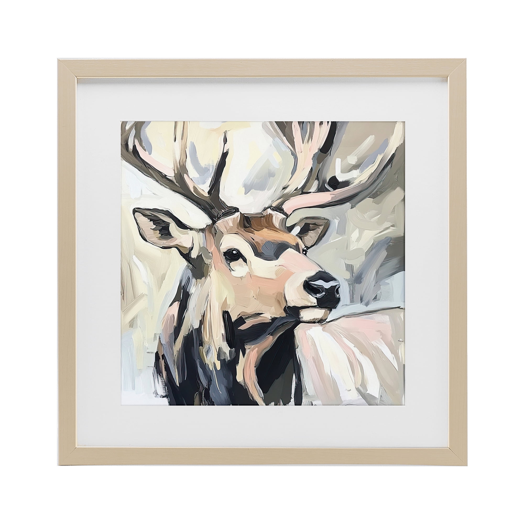 Stupell Industries Neutral Bull Elk Portrait Birch Framed Print Under Glass, design by Tina LeCour