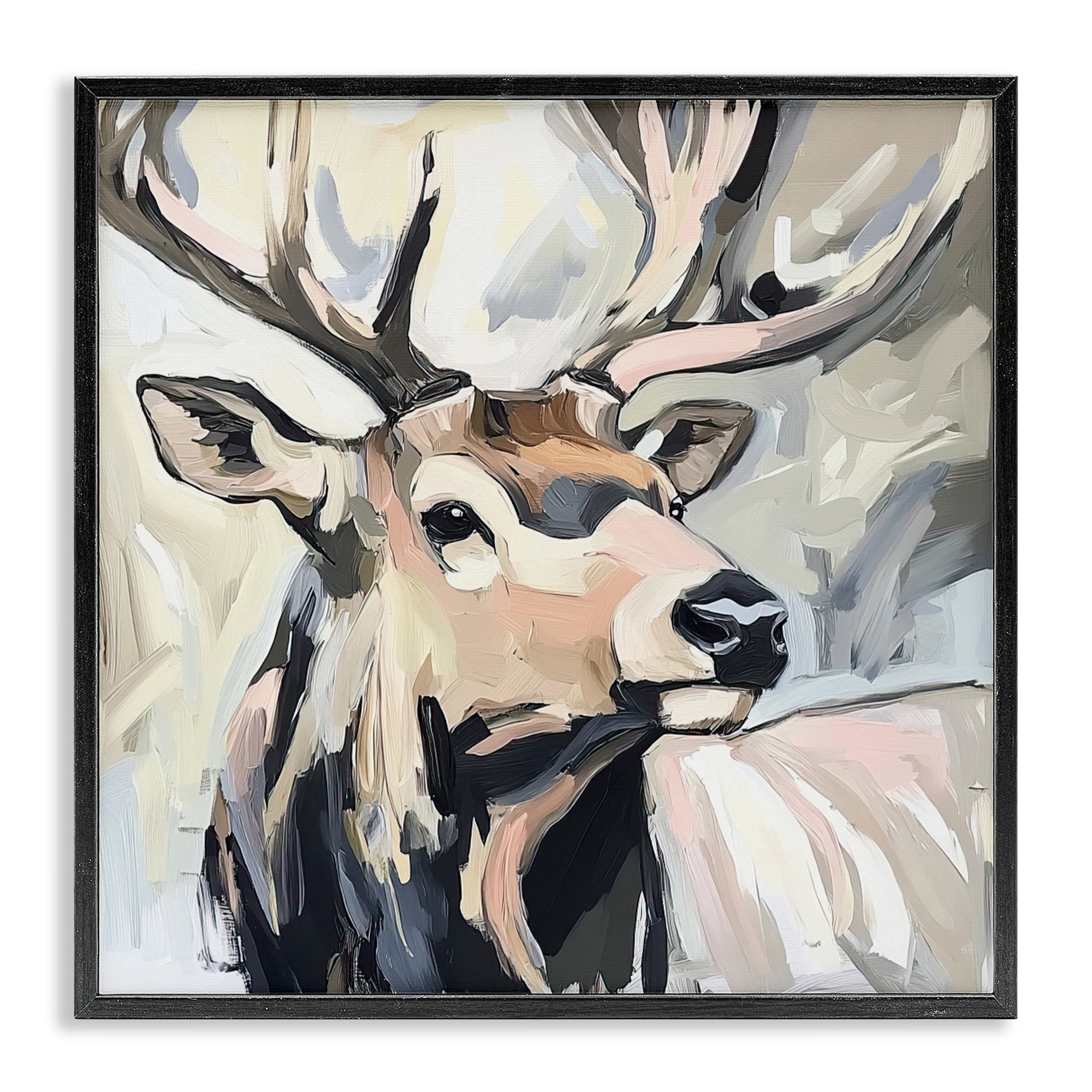 Stupell Industries Neutral Bull Elk Portrait Black Framed Giclee Art, design by Tina LeCour