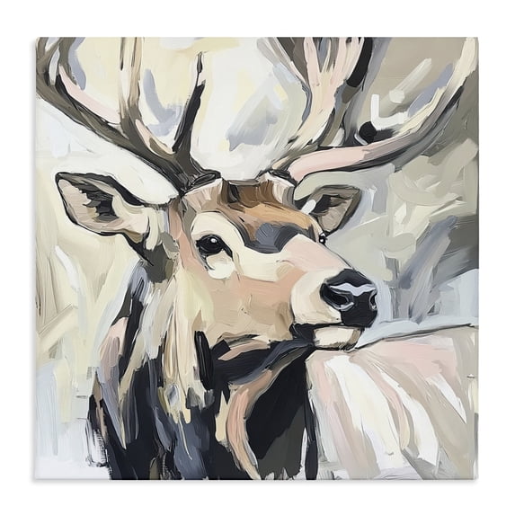 Stupell Industries Traditional Neutral Bull Elk Portrait Canvas Art, 17 x 17, by Tina LeCour
