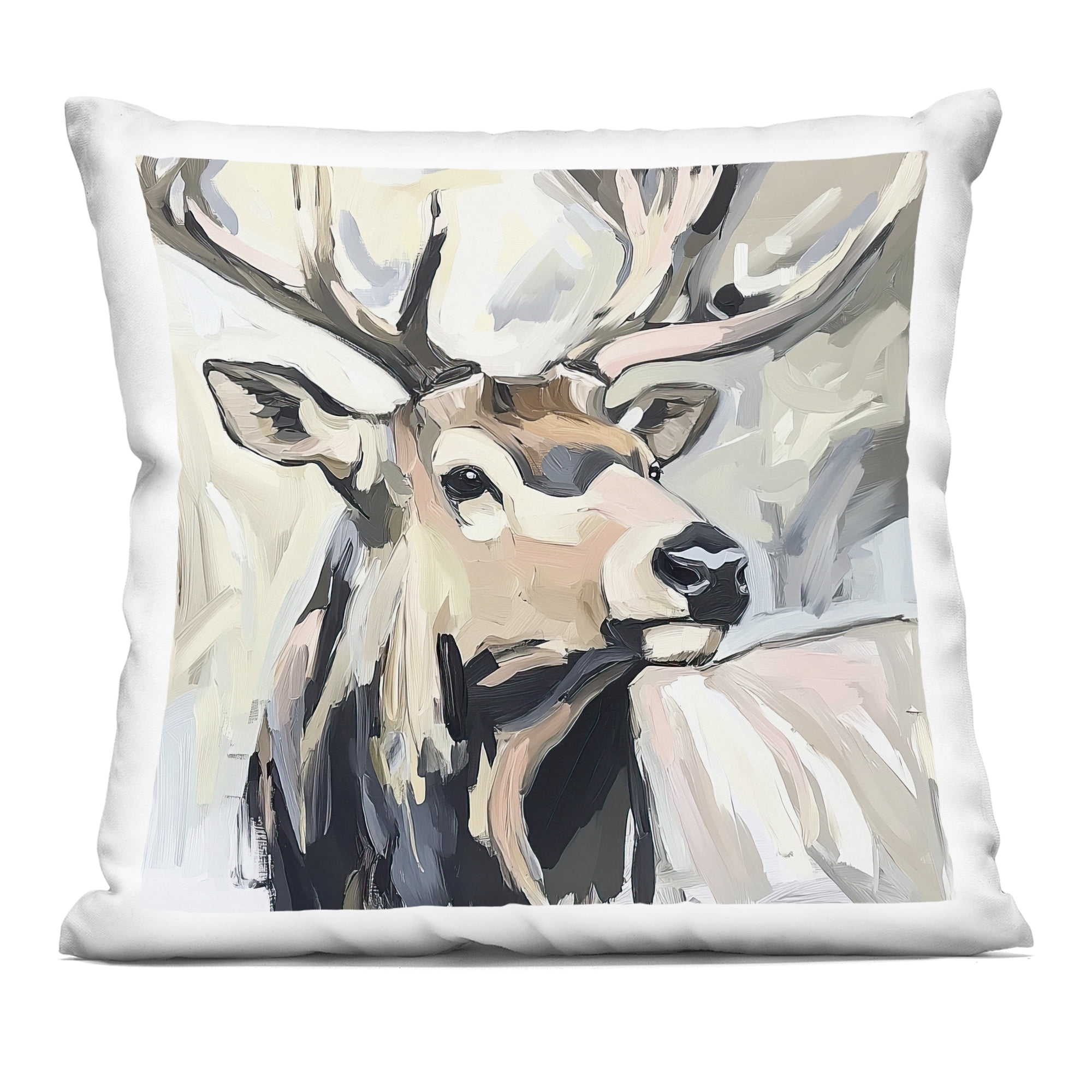 Stupell Industries Neutral Bull Elk Portrait Decorative Printed Throw Pillow, design by Tina LeCour