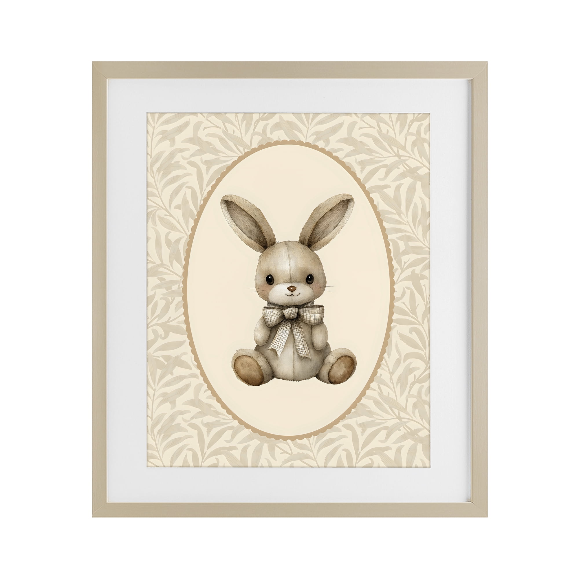 Stupell Industries Neutral Bunny in Oval Border Birch Framed Print Under Glass, design by LSR Design Studio