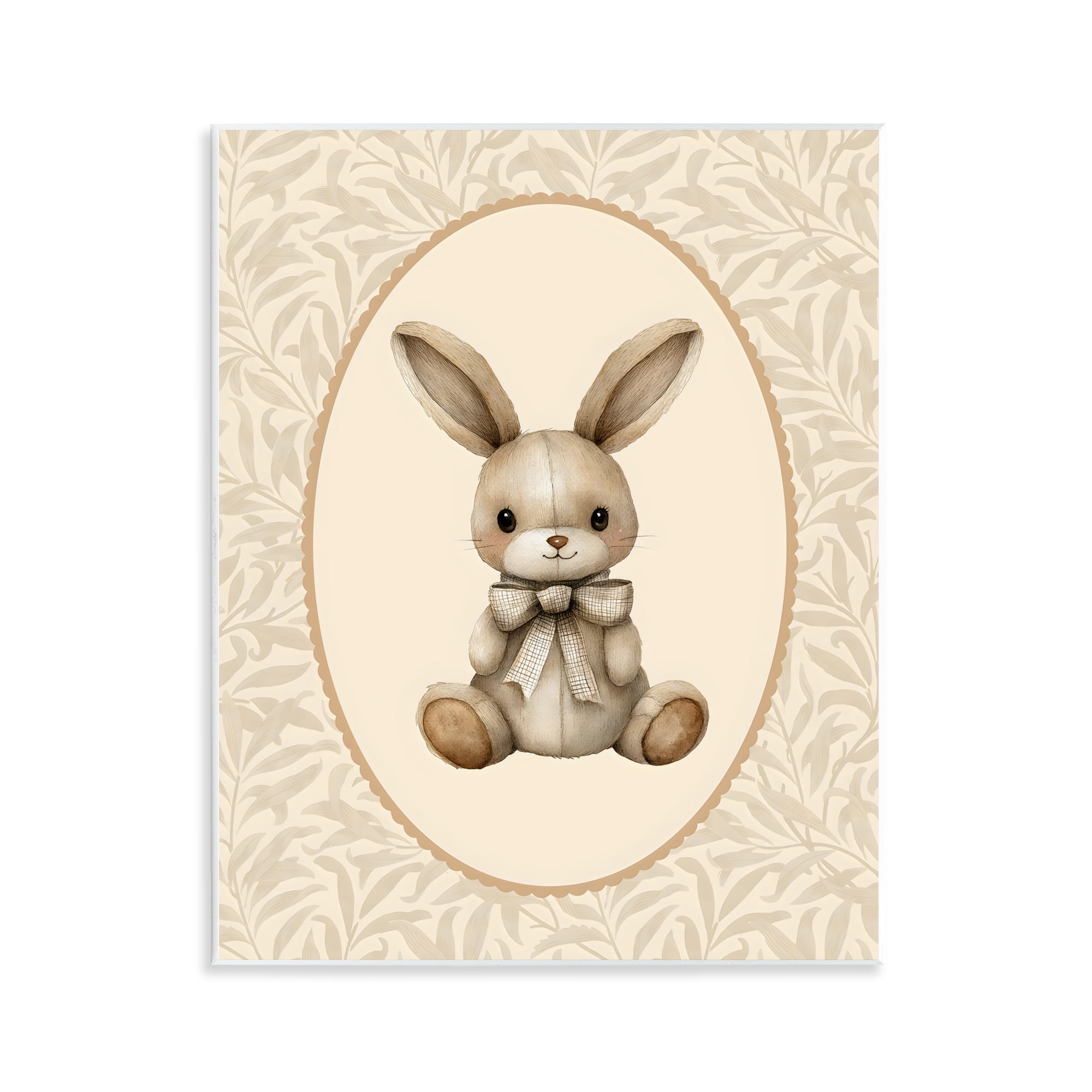 Stupell Industries Neutral Bunny in Oval Border Wall Plaque Art, design by LSR Design Studio