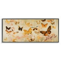 Stupell Industries Neutral Butterfly Array Animals & Insects Painting Black Framed Art Print Wall Art, 24 x 10