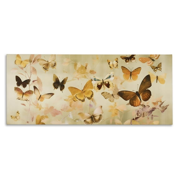 Stupell Industries Neutral Butterfly Array Animals & Insects Painting Gallery Wrapped Canvas Art Print Wall Art, 24 x 10