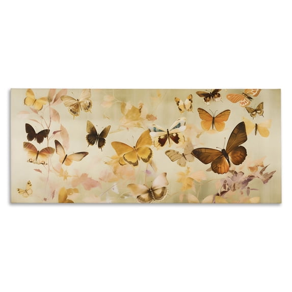 Stupell Industries Neutral Butterfly Array Animals & Insects Painting Gallery Wrapped Canvas Art Print Wall Art, 30 x 13
