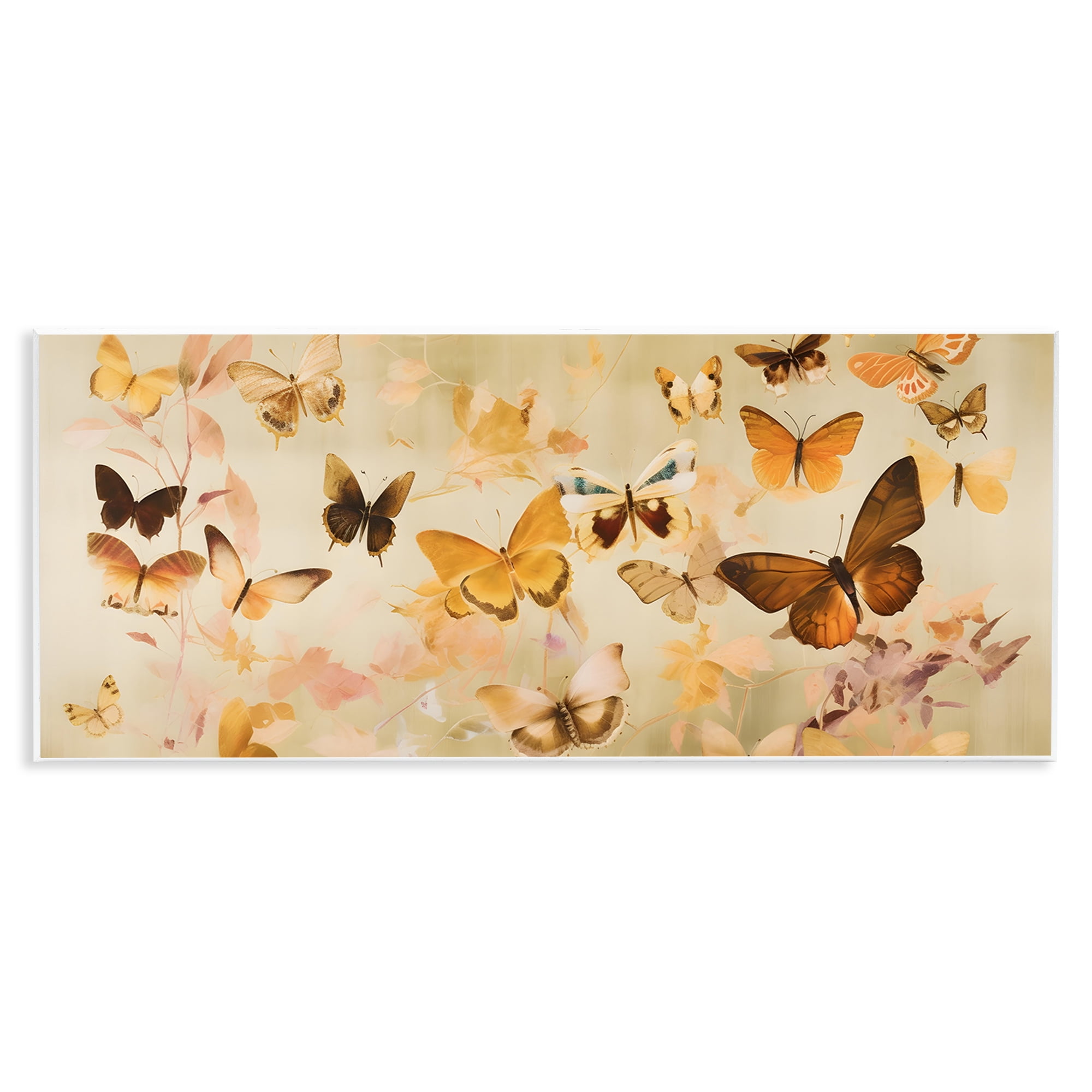 Stupell Industries Neutral Butterfly Array Animals & Insects Painting Unframed Art Print Wall Art, 17 x 7