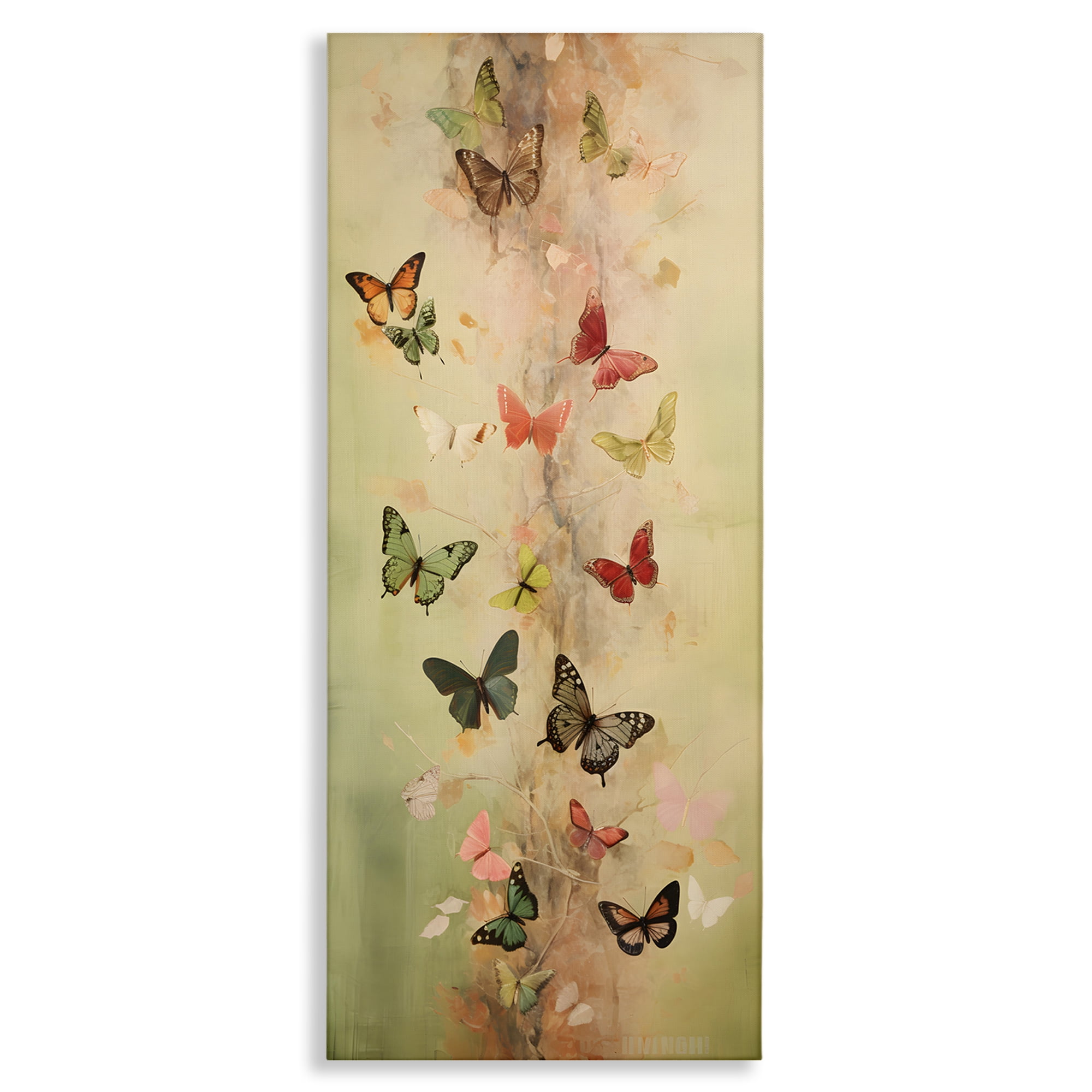 Stupell Industries Neutral Butterfly Tower Animals & Insects Painting Gallery Wrapped Canvas Art Print Wall Art, 13 x 30