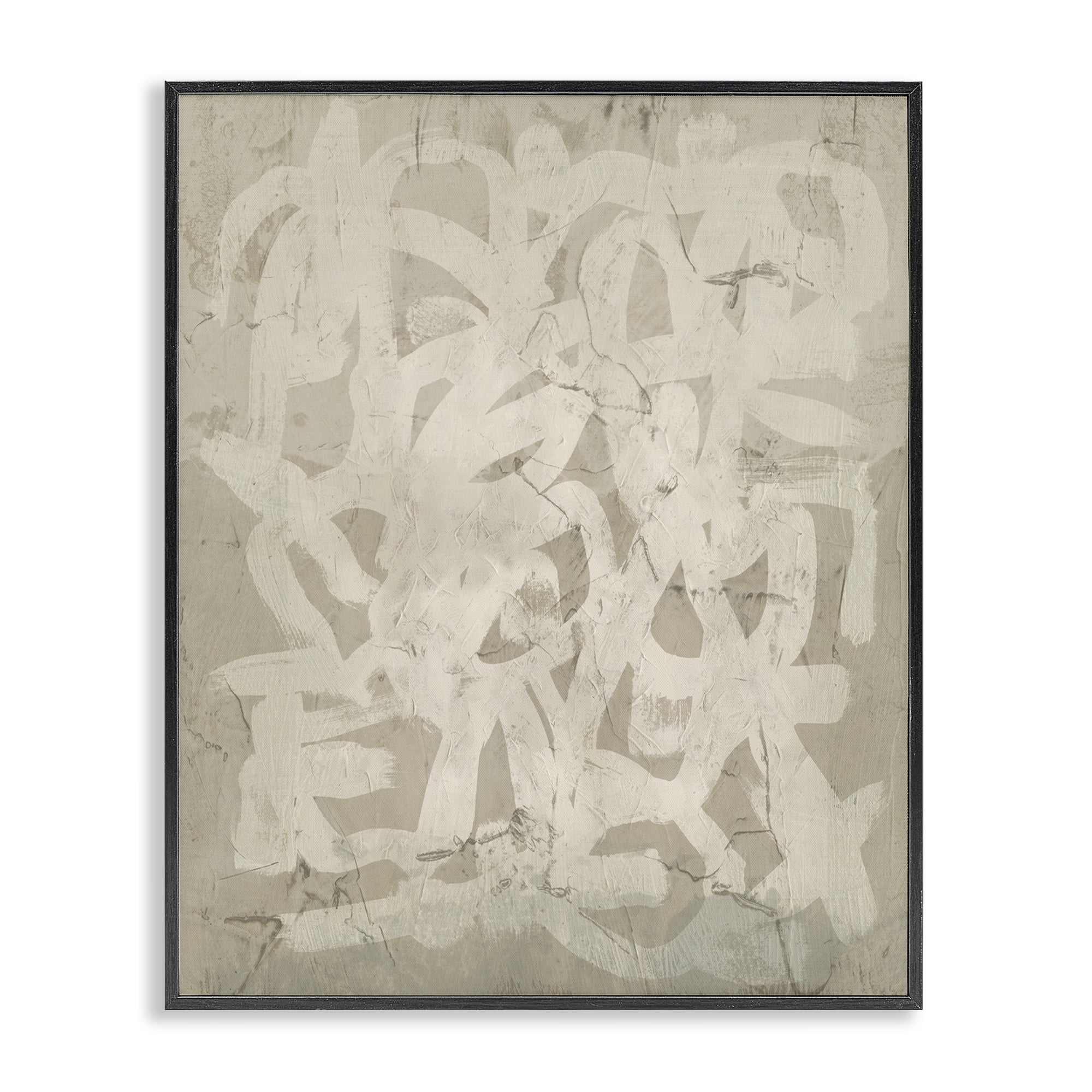 Stupell Industries Neutral Chaotic Pattern Abstract Painting Black Framed Art Print Wall Art, 11 x 14