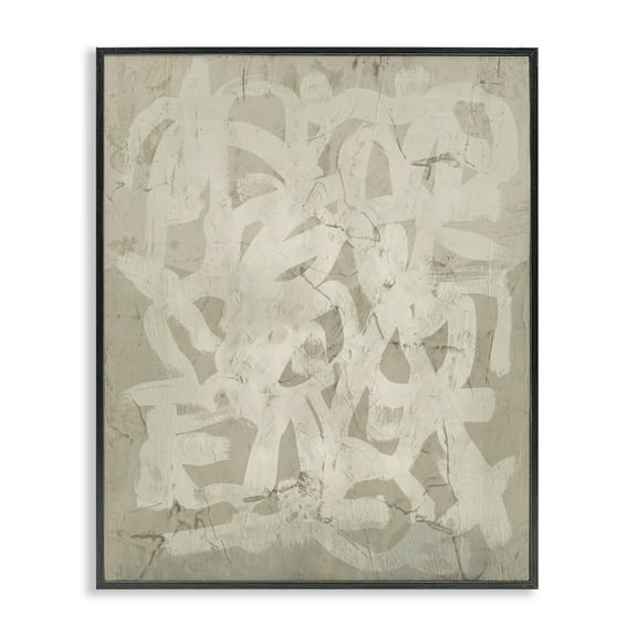 Stupell Industries Neutral Chaotic Pattern Abstract Painting Black Framed Art Print Wall Art, 16 x 20