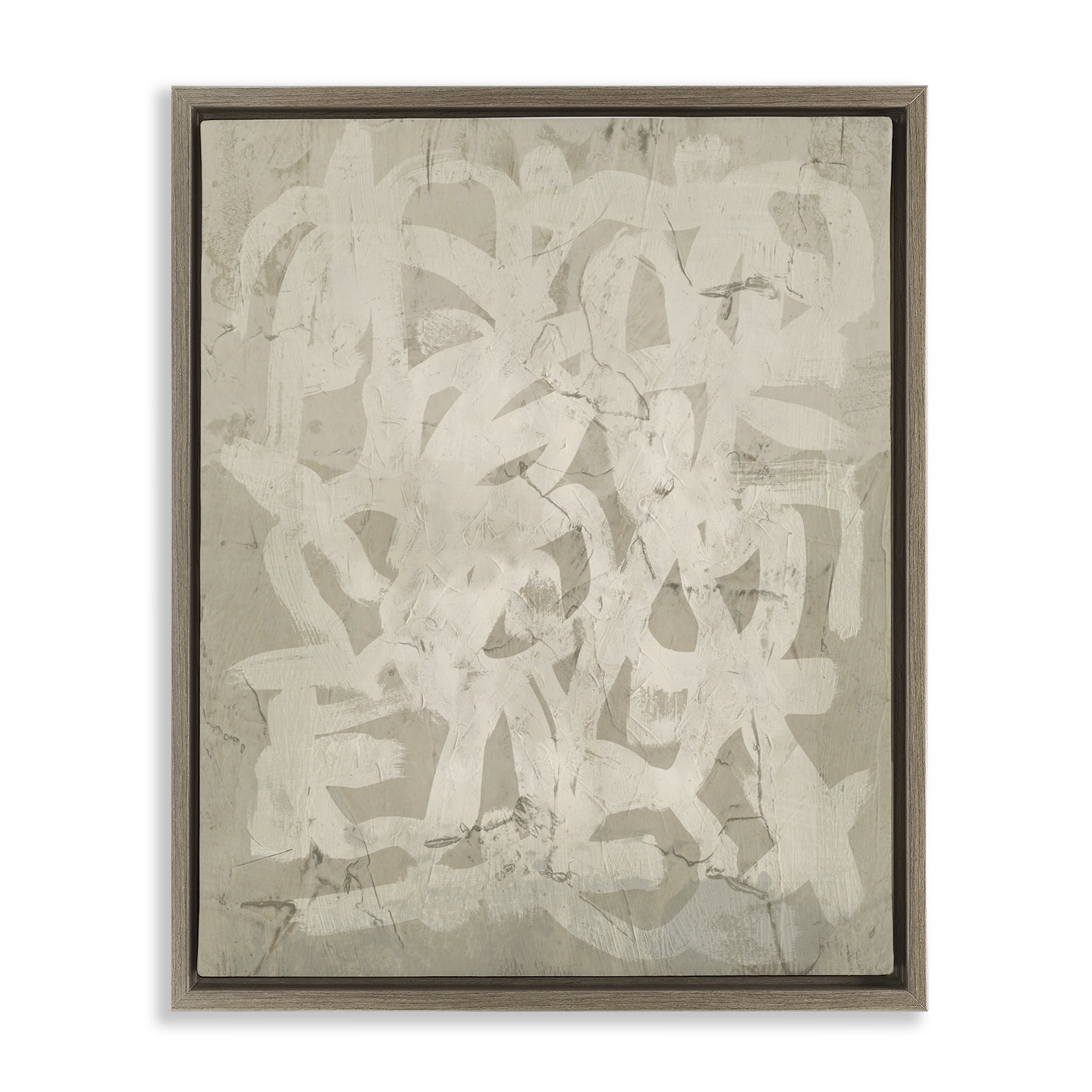 Stupell Industries Neutral Chaotic Pattern Abstract Painting Brown Floater Framed Canvas Art Print Wall Art, 17 x 21