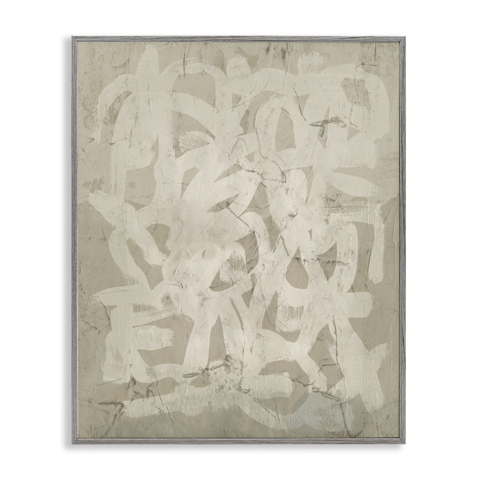 Stupell Industries Neutral Chaotic Pattern Abstract Painting Gray Framed Art Print Wall Art, 16 x 20