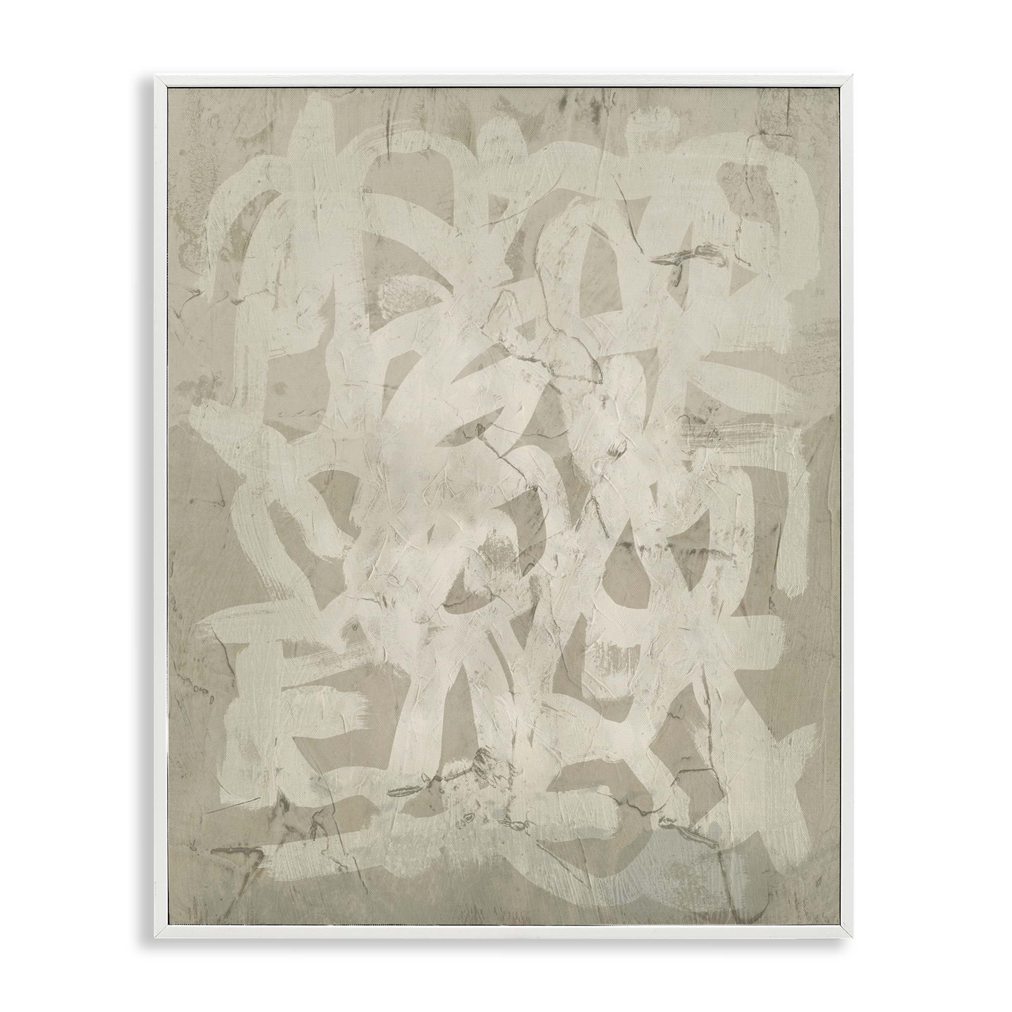 Stupell Industries Neutral Chaotic Pattern Abstract Painting White Framed Art Print Wall Art, 16 x 20