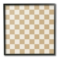 Stupell Industries Neutral Checkered Pattern Abstract Painting Black Framed Art Print Wall Art, 12 x 12