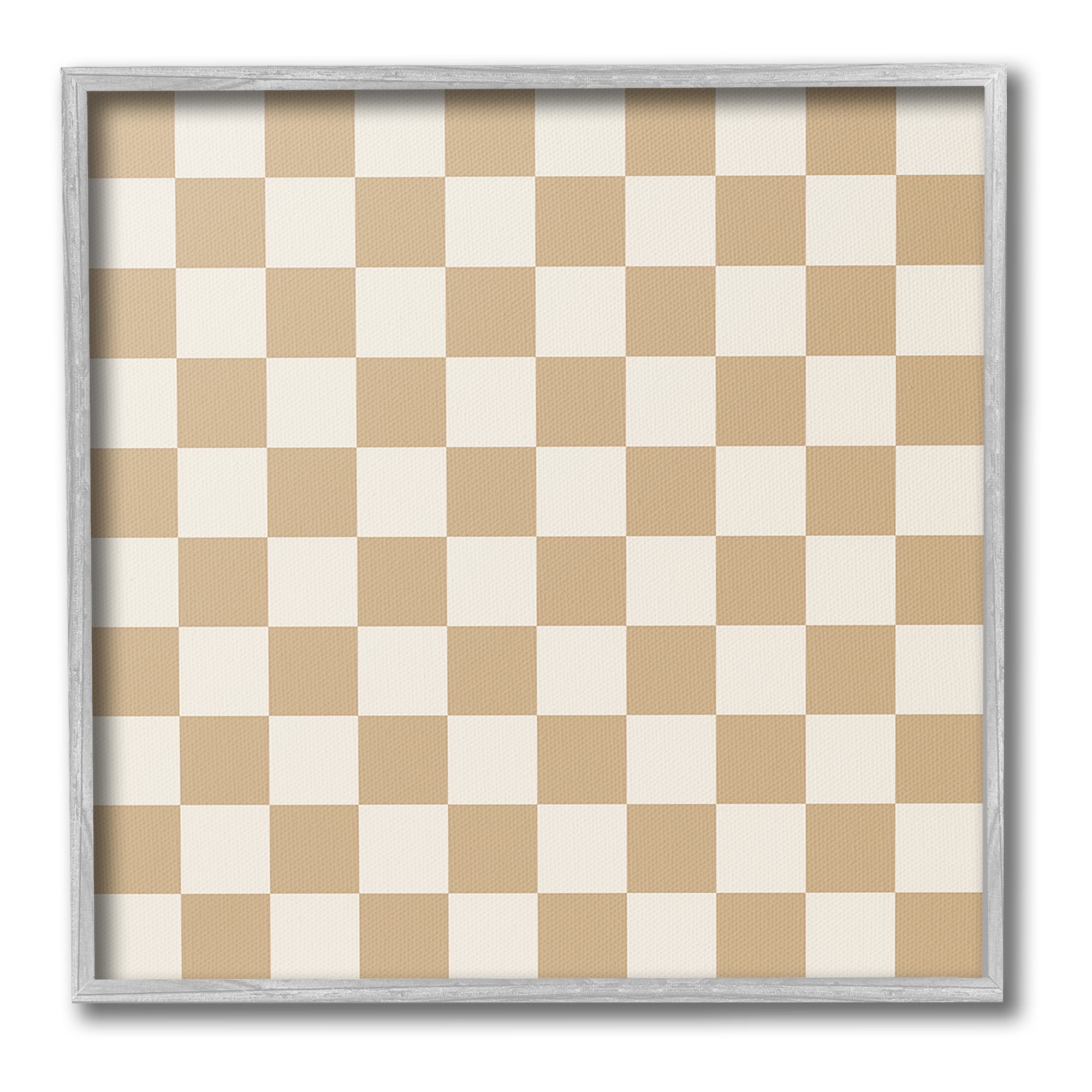 Stupell Industries Neutral Checkered Pattern Abstract Painting Gray Framed Art Print Wall Art, 12 x 12
