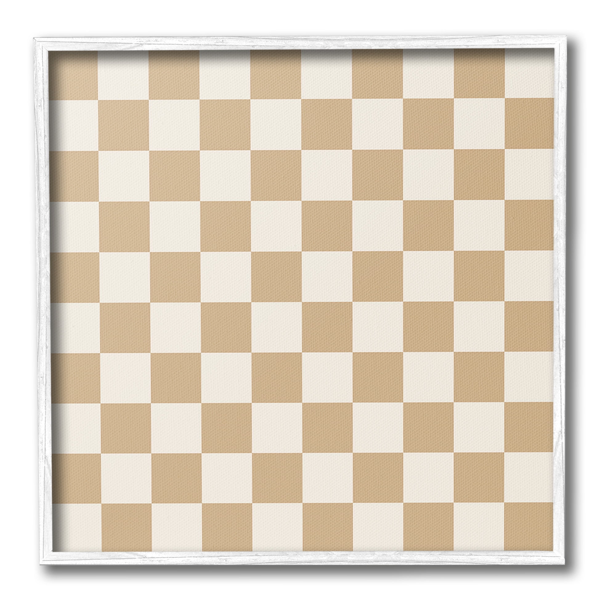 Stupell Industries Neutral Checkered Pattern Abstract Painting White Framed Art Print Wall Art, 17 x 17