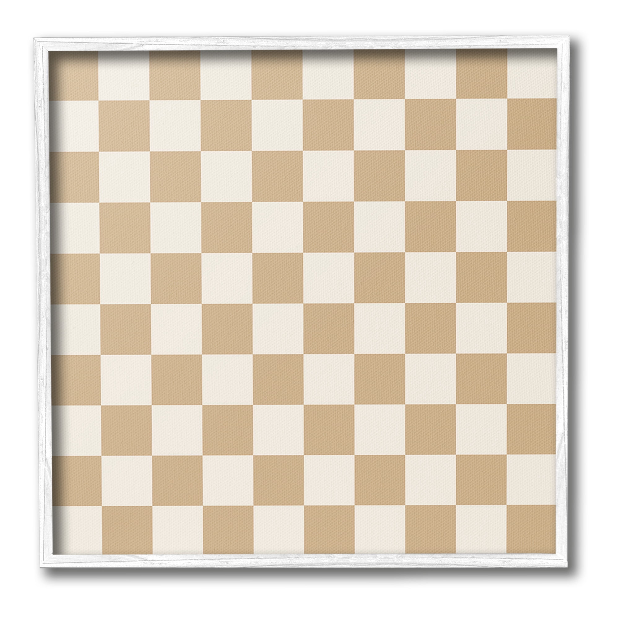 Stupell Industries Neutral Checkered Pattern Abstract Painting White Framed Art Print Wall Art, 24 x 24