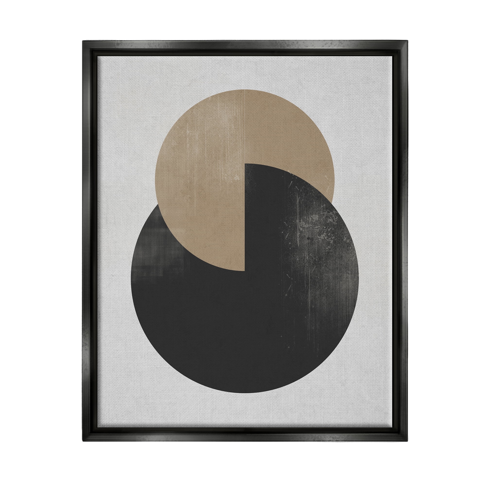 Stupell Industries Neutral Circles Overlapping Abstract Painting Black Floater Framed Canvas Art Print Wall Art, 25 x 31