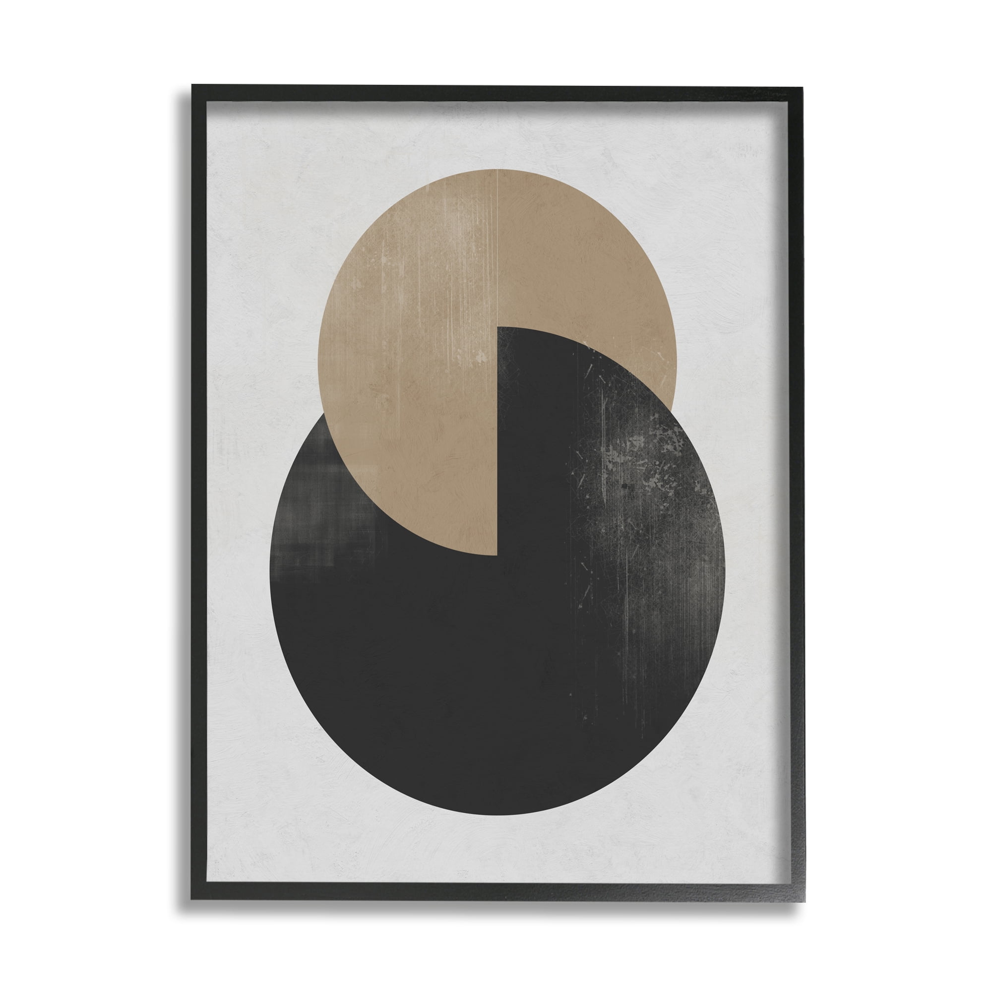 Stupell Industries Neutral Circles Overlapping Abstract Painting Black Framed Art Print Wall Art, 16 x 20