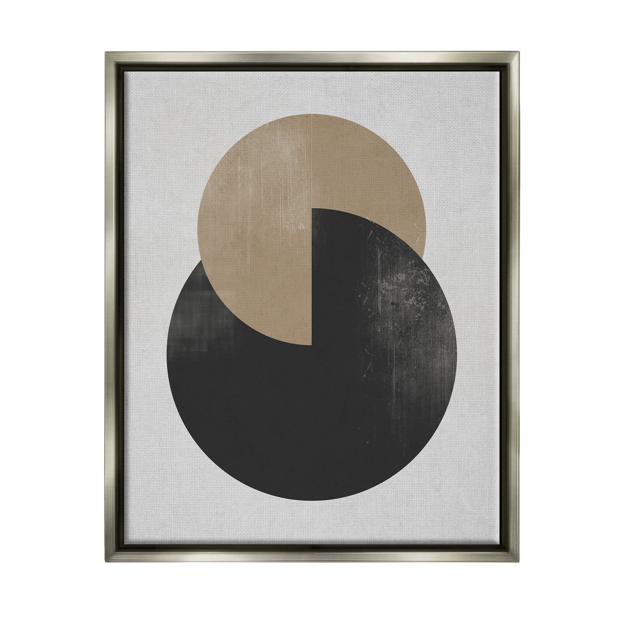 Stupell Industries Neutral Circles Overlapping Abstract Painting Gray Floater Framed Canvas Art Print Wall Art, 17 x 21