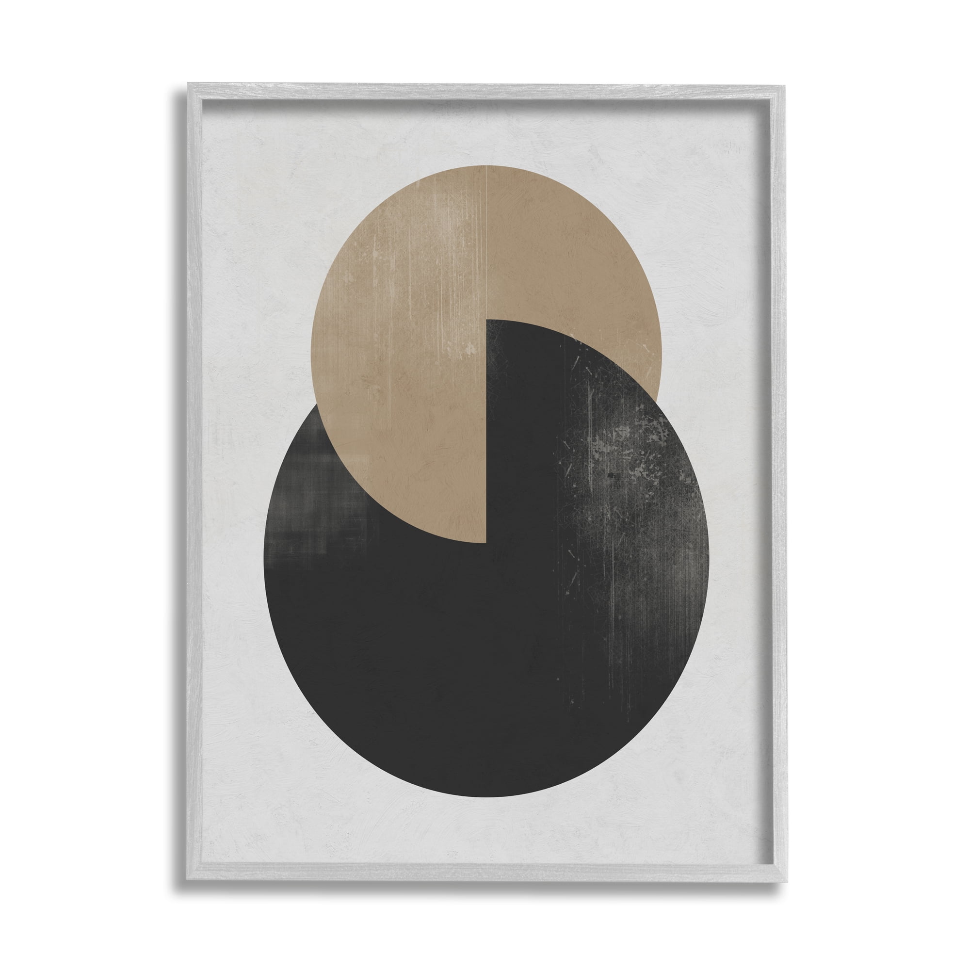 Stupell Industries Neutral Circles Overlapping Abstract Painting Gray Framed Art Print Wall Art, 24 x 30
