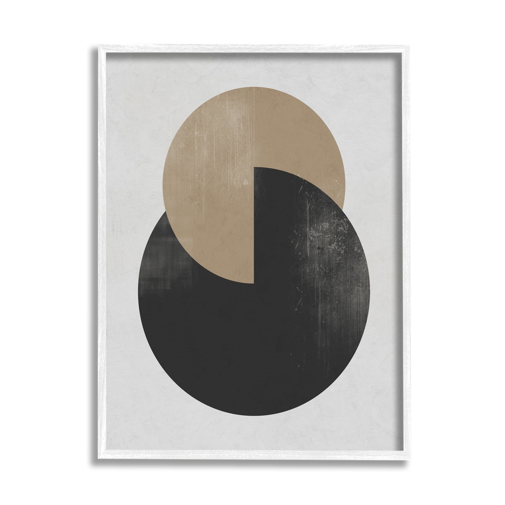 Stupell Industries Neutral Circles Overlapping Abstract Painting White Framed Art Print Wall Art, 16 x 20