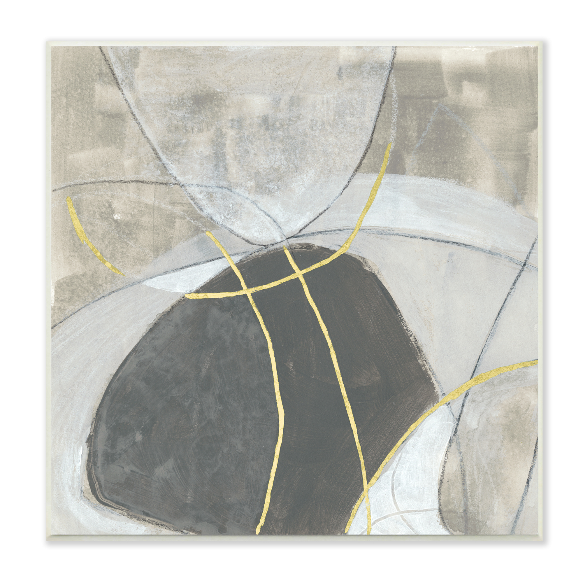 Stupell Industries Neutral Circular Line Abstraction Soft Layered Stones, 12 x 12, Design by June Erica Vess