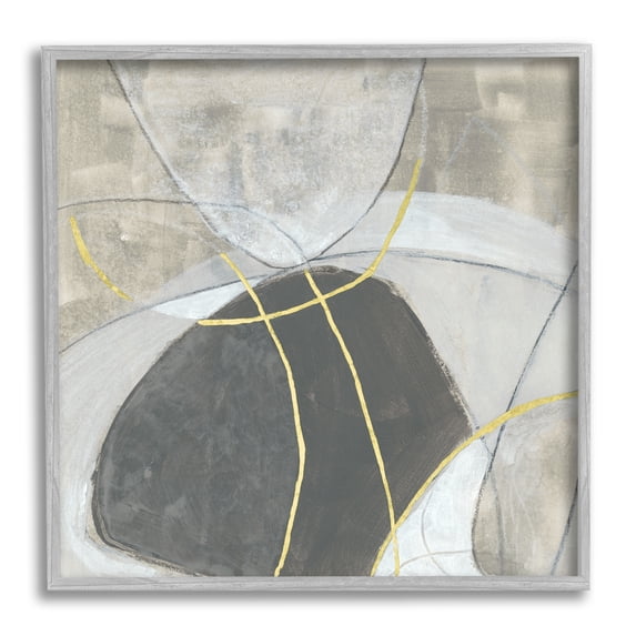 Stupell Industries Neutral Circular Line Abstraction Soft Layered Stones, 24 x 24, Design by June Erica Vess
