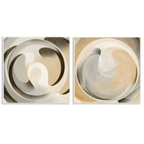 Stupell Industries Neutral Circular Vortex Abstract Painting Unframed Art Print Wall Art, 12 x 12, Set of 2