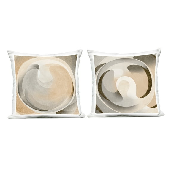 Stupell Industries Neutral Circular Vortex Design by Noah Bay Outdoor Printed Pillow (Set of 2)
