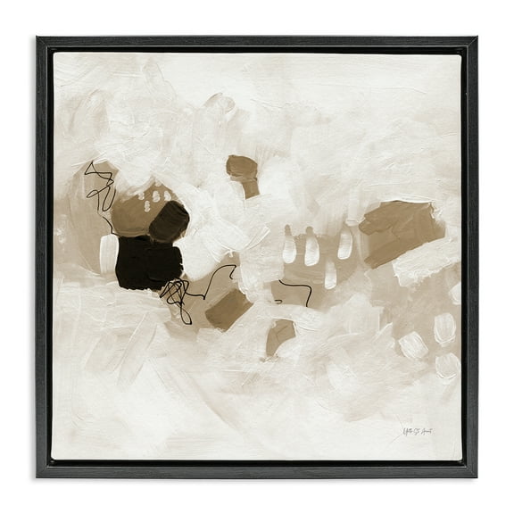 Stupell Industries Neutral Classic Conservatory Abstract Painting Black Floater Framed Canvas Art Print Wall Art, 18 x 18