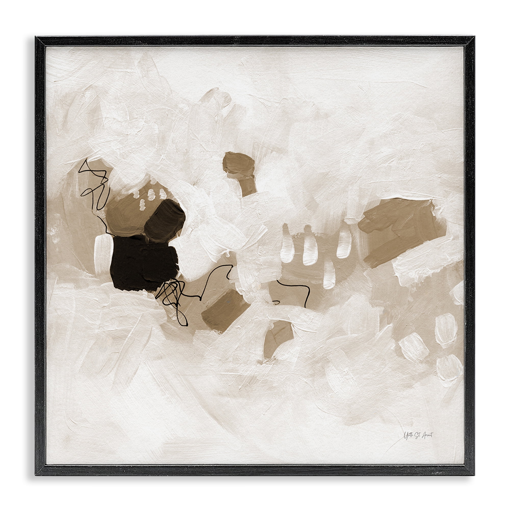 Stupell Industries Neutral Classic Conservatory Abstract Painting Black Framed Art Print Wall Art, 24 x 24
