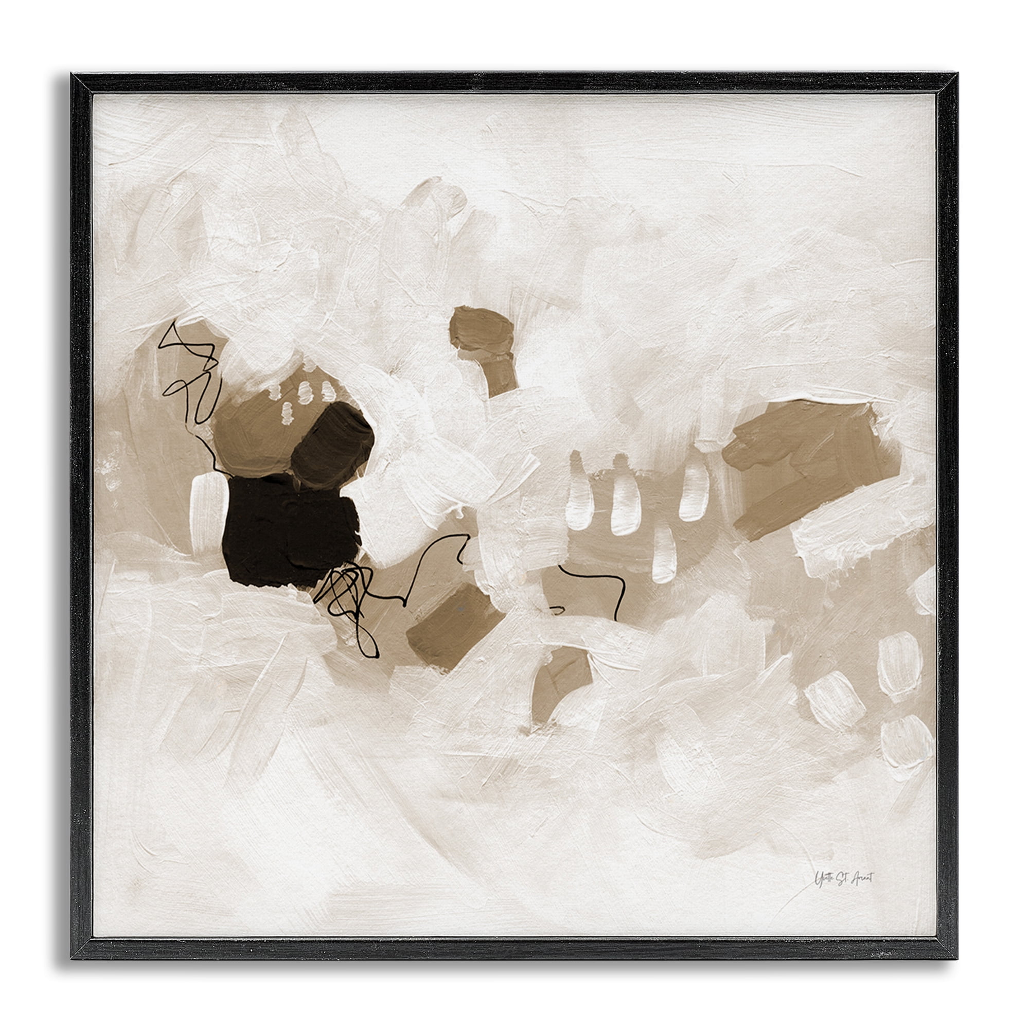Stupell Industries Neutral Classic Conservatory Abstract Painting Gray Framed Art Print Wall Art, 24 x 24