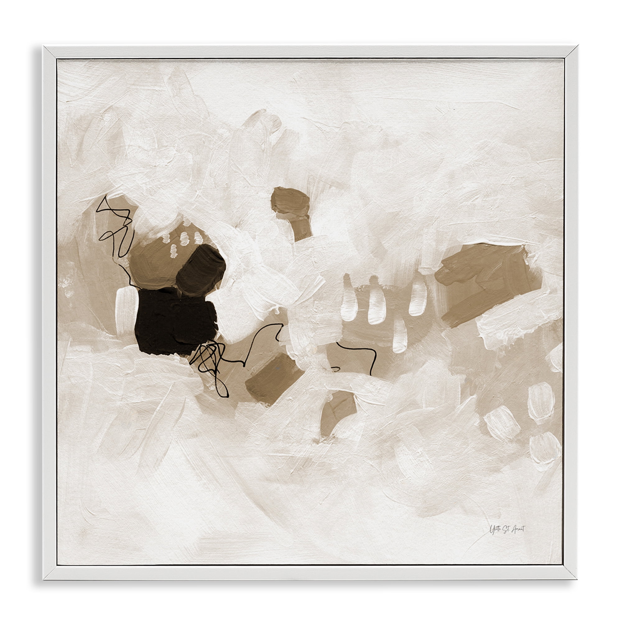 Stupell Industries Neutral Classic Conservatory Abstract Painting White Framed Art Print Wall Art, 24 x 24