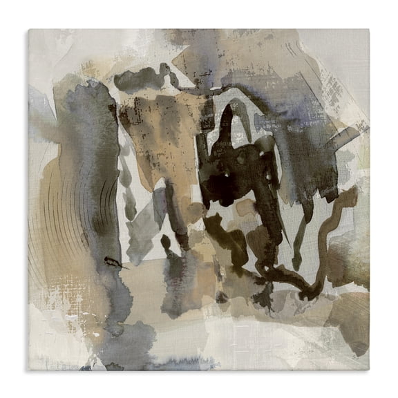 Stupell Industries Neutral Collaged Squiggles Abstract Painting Wrapped Canvas Canvas Art Print Wall Art, 24 x 24