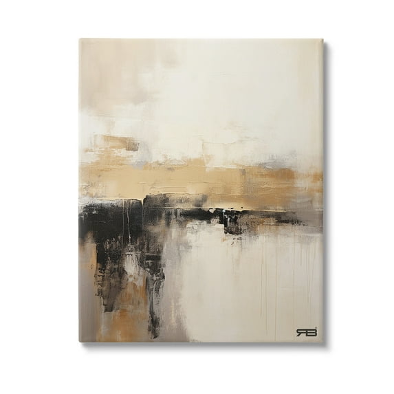 Stupell Industries Neutral Contemporary Horizon Abstract Painting Gallery Wrapped Canvas Art Print Wall Art, 16 x 20