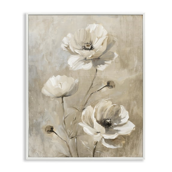 Stupell Industries Neutral Country Flora Plants & Flowers Painting White Framed Art Print Wall Art, 11 x 14