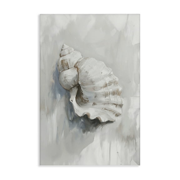Stupell Industries Neutral Curved Seashell Animals Painting Wrapped Canvas Canvas Art Print Wall Art, 24 x 36