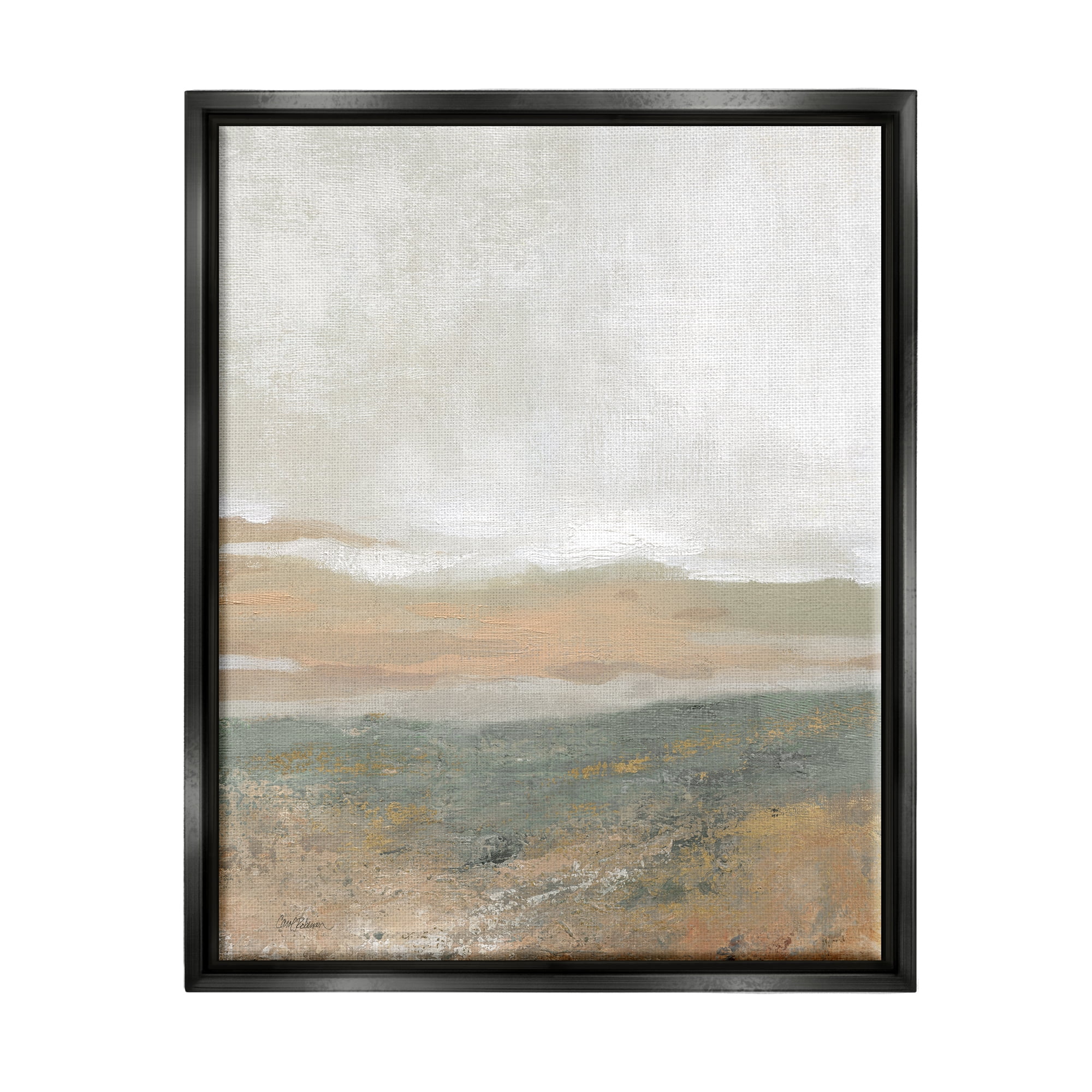 Stupell Industries Neutral Desert Abstraction Abstract Painting Black Floater Framed Canvas Art Print Wall Art, 25 x 31