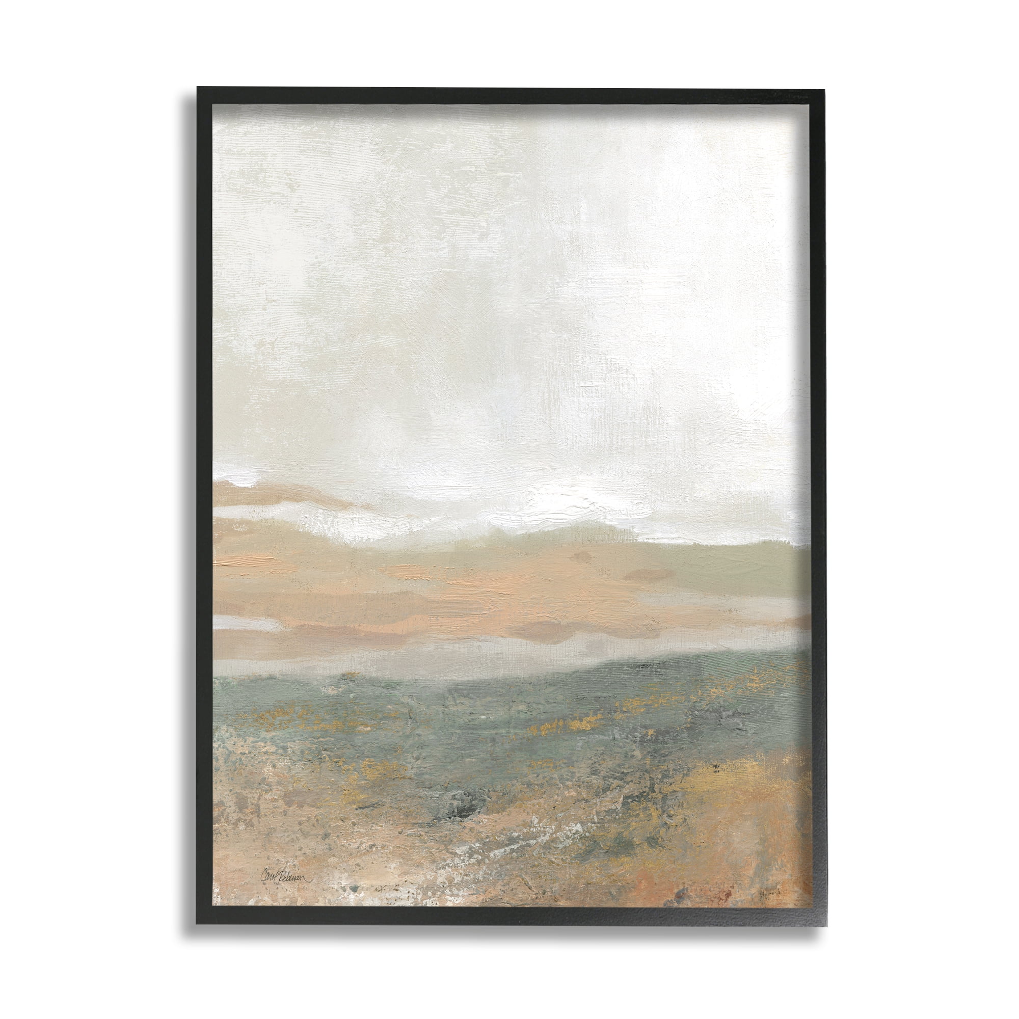 Stupell Industries Neutral Desert Abstraction Abstract Painting Black Framed Art Print Wall Art, 24 x 30