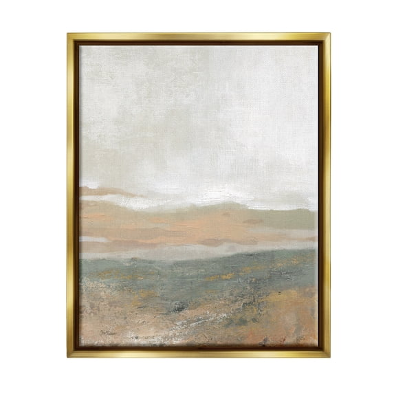 Stupell Industries Neutral Desert Abstraction Abstract Painting Gold Floater Framed Canvas Art Print Wall Art, 25 x 31